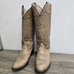 Ladies Vintage 70s Texas USA‎ Leather Round Toe Western Boots 7.5 M Style 4708